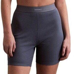 Calvin Klein‎ Women Biker Shorts Blue Medium Ribbed Logo Comfort Waistband NWT